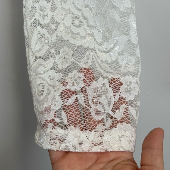 Belle Poque White Lace Cropped Bolero Shrug Long Sleeve Bridal Formal Top 2XL - Picture 5 of 13